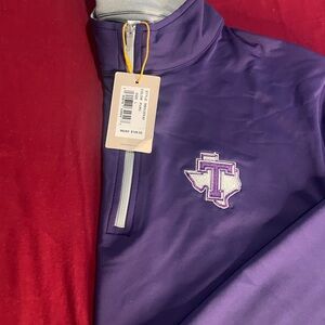 Peter Millar Purple Quarter-Zip with Embroidered Emblem
